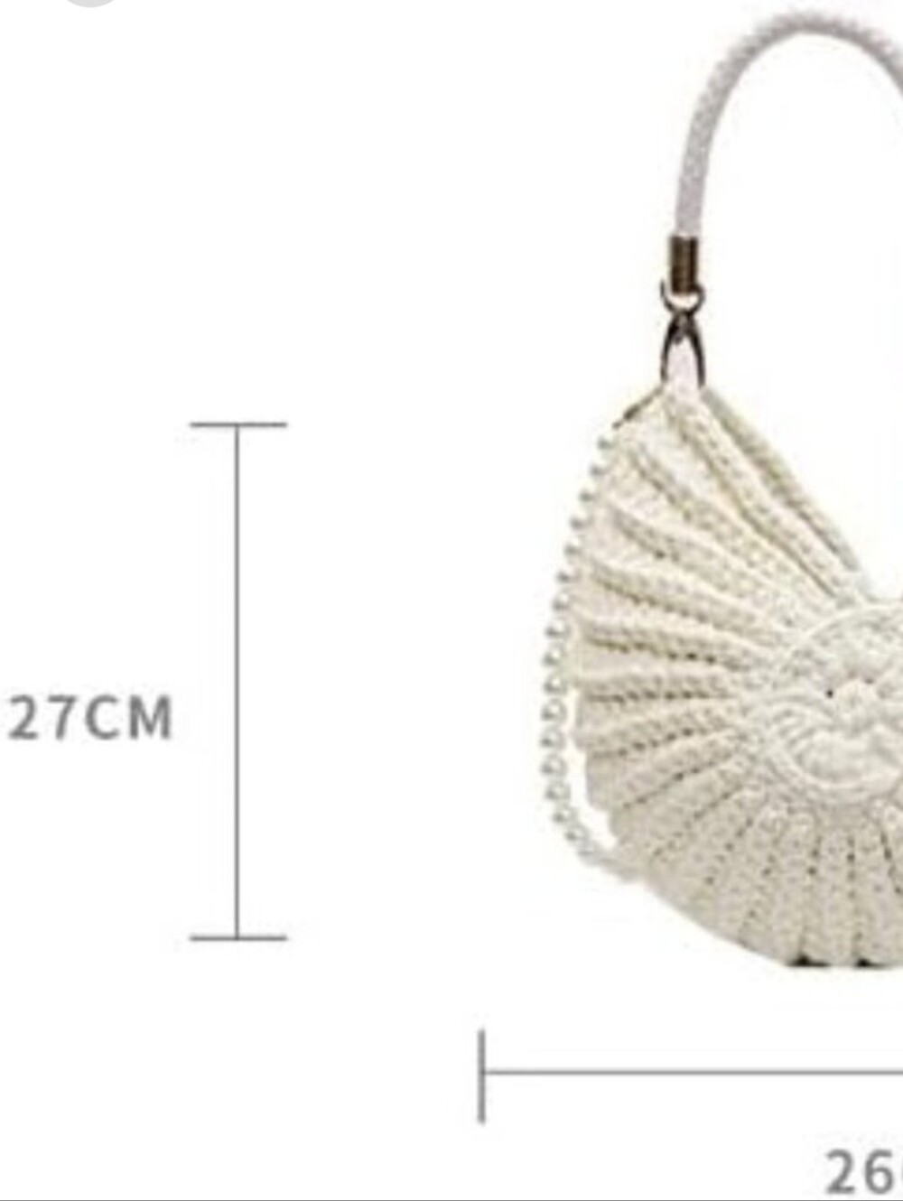 Handcrafted Light Aqua Crochet Shell Shoulder Bag with White Handle - Picture 7 of 9